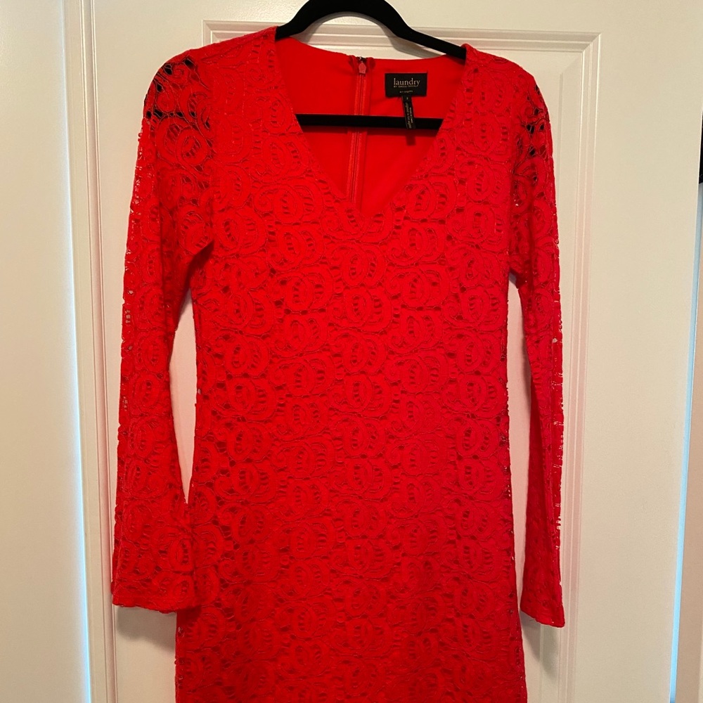 Lace Midi Dress - Red